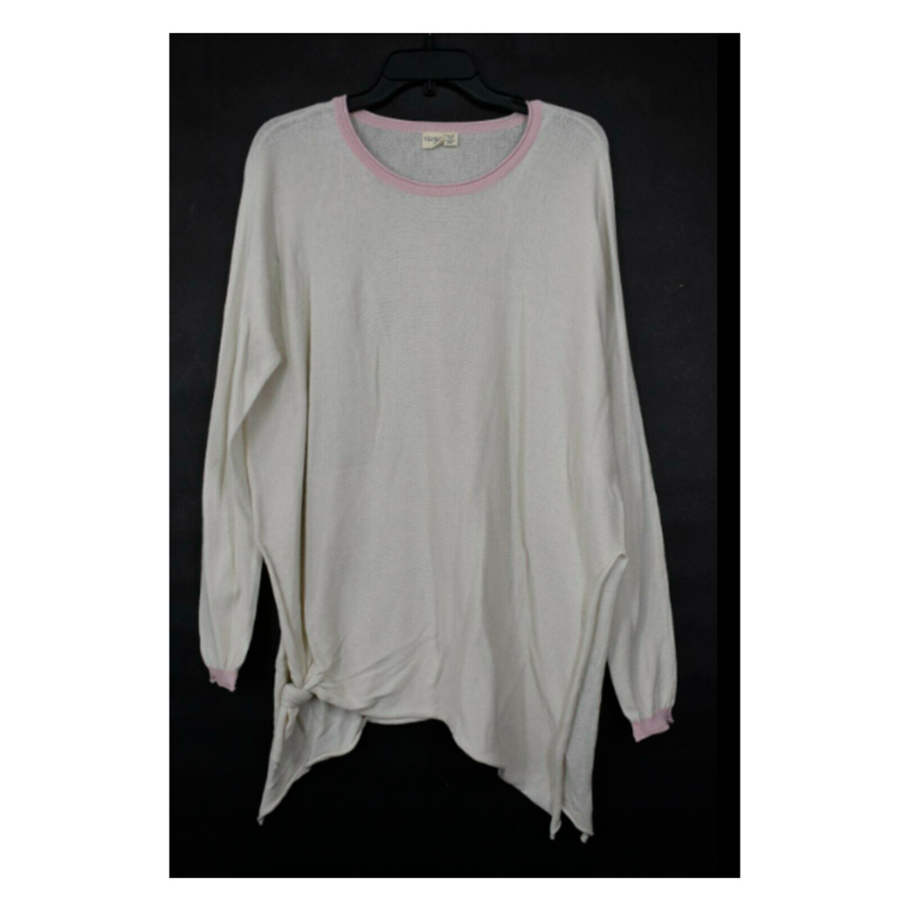NEW Cloth by Design Tunic Sweater Womens Beige Pink Long Sleeve Top Size Small